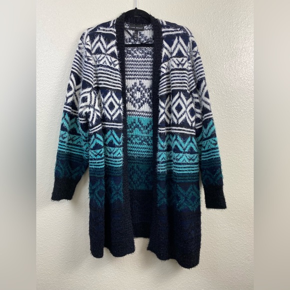 Lane Bryant Sweaters - Lane Bryant Knit Open front Sweater Cardigan Blue black Aztec Boho Plus 22/ 24